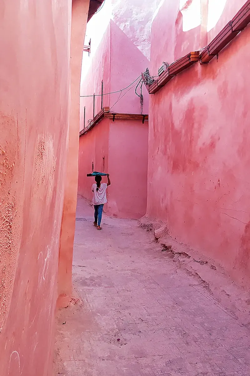 Pink alley in the Marrakech Medina